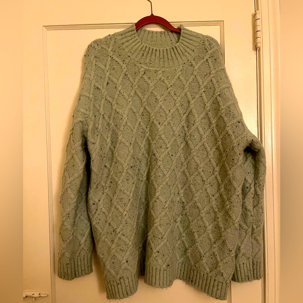 Ann Taylor Mint Green/Blue Marble Tunic Sweater